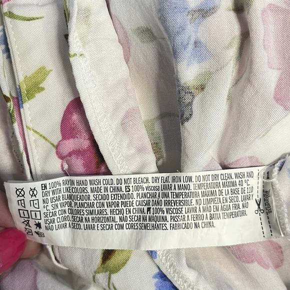 Forever 21 Flowy Floral Ruffle Sleeve Button Front Dress Small Pink Blue Ivory - Picture 5 of 6